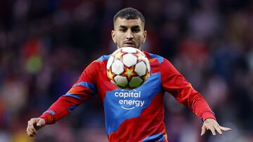 Correa, en el calentamiento del Atlético-City de vuelta de cuartos de la Champions.