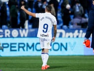 Dani Rodríguez celebra un gol con el Leganés.