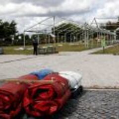 Empieza a instalarse la Fan Zone del Atlético en Lisboa