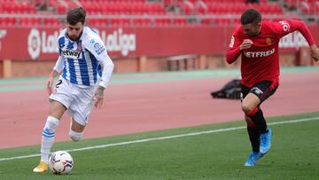 Miguel&oacute;n, jugador del Espanyol, ante el Mallorca.