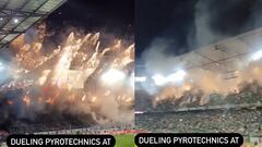 Impresionante batalla de pirotecnia que protagonizaron en las gradas