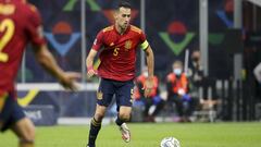 MILAN, ITALY - OCTOBER 10: Sergio Busquets of Spain during the UEFA Nations League 2021 Final match between Spain and France at Stadio San Siro stadium aka Stadio Giuseppe Meazza stadium on October 10, 2021 in Milan, Italy. (Photo by John Berry/Getty Imag