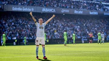 Iago Aspas celebra su &uacute;ltimo gol en LaLiga anotado ante el Legan&eacute;s en Bala&iacute;dos.