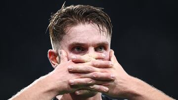 Viktor Gyökeres, jugador del Sporting CP, celebra un gol.