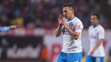 Action photo during the match Tijuana vs Crus Azul, Corresponding 42t round of tournament Clausura 2017of the League BBVA Bancomer MX, at Caliente Stadium. 
 
 Foto de accion durante el partido Tijuana vs Cruz Azul, Correspondiente a la Jornada 4 del Torneo Clausura 2017 de la Liga BBVA Bancomer MX, en el Estadio Caliente, en la foto: Christian Gimenez de Cruz Azul
 
 27/01/2017/MEXSPORT/Cristian de Marchena.