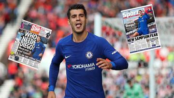 Morata celebra uno de los goles ante el Stoke