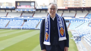 Miguel Torrecilla, en su presentaci&oacute;n en La Romareda como nuevo director deportivo del Real Zaragoza.