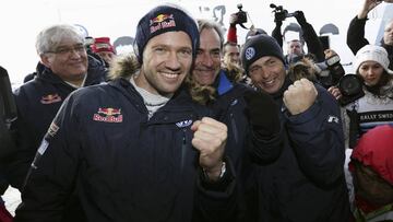 Sebastien Ogier, Carlos Sainz y Jost Capito en Suecia 2013.