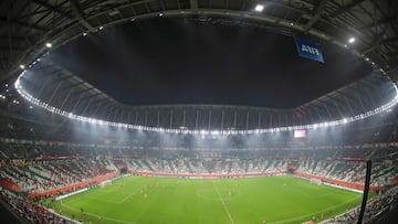 A general view shows the FIFA Club World Cup final football match between Germany&#039;s Bayern Munich vs Mexico&#039;s UANL Tigres at the Education City Stadium in the Qatari city of Ar-Rayyan on February 11, 2021. (Photo by Karim JAAFAR / AFP)