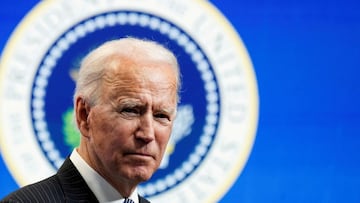 FILE PHOTO: U.S. President Joe Biden speaks speaks during a brief appearance at the White House in Washington, U.S., January 25, 2021. REUTERS/Kevin Lamarque/File Photo