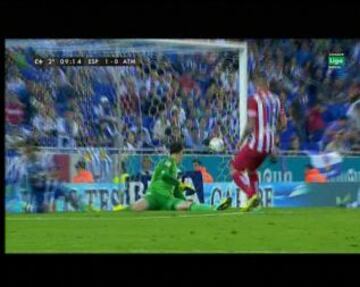 Espanyol-Atlético de Madrid. 1-0. Curtois marca el primer gol en propia puerta.