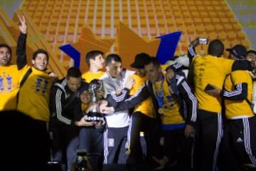 La celebración del Equipo Tigres UANL Campeon del Torneo Apertura 2015 de la Liga MX