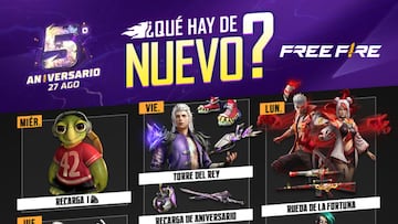 Agenda semanal de Free Fire del 3 al 9 de agosto con Ruleta Mágica y Torre del Rey