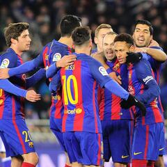 El Barça rompe el gafe de Anoeta a base de percusión