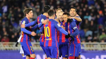 El Barça rompe el gafe de Anoeta a base de percusión