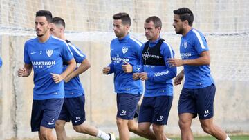 El Málaga durante un entrenamiento.