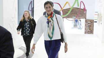 Garbiñe Muguruza, a su llegada a un evento de BBVA antes de competir en el Mutua Madrid Open.