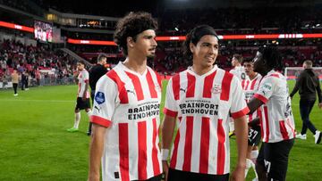 EINDHOVEN, NETHERLANDS - AUGUST 6: Andre Ramalho of PSV, Erick Gutierrez of PSV during the Dutch Eredivisie match between PSV v FC Emmen at the Philips Stadium on August 6, 2022 in Eindhoven Netherlands (Photo by Photo Prestige/Soccrates/Getty Images)