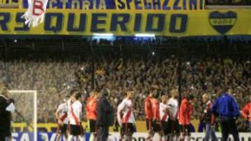 Jugadores de River durante el partido frente a Boca