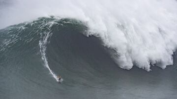 NAZARE, PORTUGAL - FEBRUARY 11: A surfer from Team Australia surfing during the 2020 Nazare Challenge on February 11, 2020 in Nazare, Portugal. (Photo by Damien Poullenot/WSL via Getty Images)