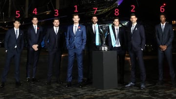 Nishikori, Raonic, Wawrinka, Murray, Cilic, Thiem, Djokovic y Monfils, los maestros de Londres.