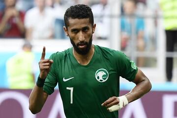 Salman Al-Faraj celebra el gol.