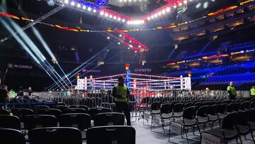 Este es el ring instalado en la Arena Ciudad de México para la pelea entre Mayweather y Gotti III