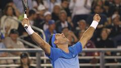 Juan Mart&iacute;n del Potro celebrates after defeating Denis Kudla.