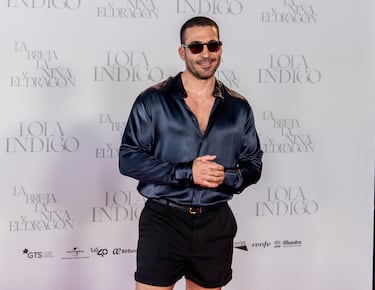 El actor Miguel Ángel Silvestre photocall previo al concierto Lola Índigo en el Estadio Riyadh Air Metropolitano.