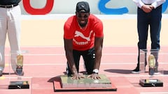 Bolt visitó Lima y dejó su huella en estadio de los Panamericanos