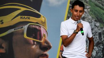 Egan Bernal, campeón del Tour de Francia, en la rueda de prensa en Zipaquirá.