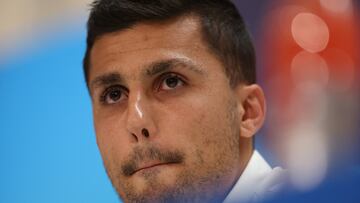 Soccer Football - Champions League - Manchester City Press Conference - Santiago Bernabeu, Madrid, Spain - May 8, 2023 Manchester City's Rodri during the press conference REUTERS/Isabel Infantes