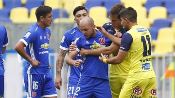 Futbol, Universidad de Concepcion vs Universidad de Chile.
 Campeonato de Clausura 2016/17
 El jugador de Universidad de Chile, Gustavo Lorenzetti, es expulsado durante el partido contra  Universidad de Concepcion  en el estadio Bicentenario Ester Roa en Concepcion, Chile.
 01/04/2017
 Ramon Monroy/Photosport*****
 
 