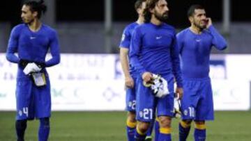 Los jugadores de la Juventus frustrados tras empatar ante el Empoli.