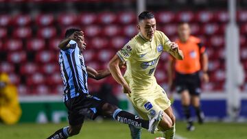  (L-R), Clifford Aboagye of Queretaro and Alvaro Fidalgo of America during the game Queretaro vs America, corresponding Round 16 the Torneo Apertura 2022 of the Liga BBVA MX at La Corregidora Stadium, on August 23, 2022.

<br><br>

(I-D), Clifford Aboagye de Queretaro y Alvaro Fidalgo de America durante el partido Queretaro vs America, correspondiente a la Jornada 16 del Torneo Apertura 2022 de la Liga BBVA MX en el Estadio La Corregidora, el 23 de Agosto de 2022.