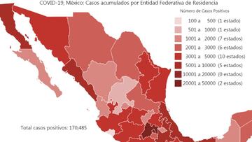 Mapa y casos de coronavirus en México por estados hoy 20 de junio