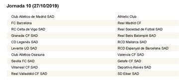 Complete LaLiga fixture list 2019/2020