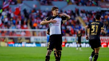  Tomas Belmonte celebrates his goal 2-2 of Toluca during the 6th round match between Necaxa and Toluca as part of the Torneo Clausura 2024 Liga BBVA MX at Victoria Stadium on February 10, 2024 in Aguascalientes, Aguascalientes, Mexico.