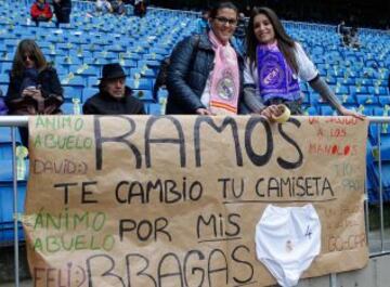 Hubo pancarta de apoyo a Sergio Ramos en el Bernab&eacute;u.