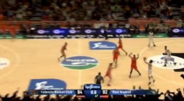 Triple desde 21 metros de Sergio Llull a 1,3 segundos del final.