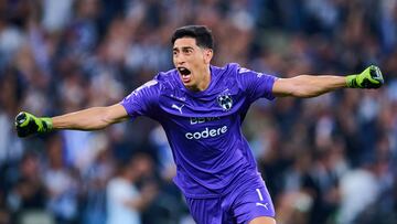 Esteban Andrada of Monterrey during the Quarter-Final first leg match between Monterrey and Toluca as part of the Liga BBVA MX, Torneo Clausura 2025 at BBVA Bancomer Stadium on May 07, 2025 in Monterrey, Nuevo Leon, Mexico.