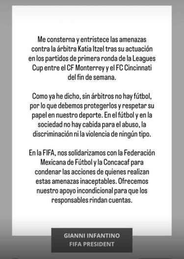 Gianni Infantino alza la voz por Katia Itzel