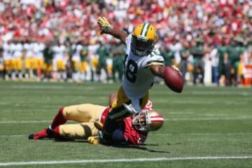 Touchdown de Randall Cobb (18) de Green Bay Packers ante los San Francisco 49ers.