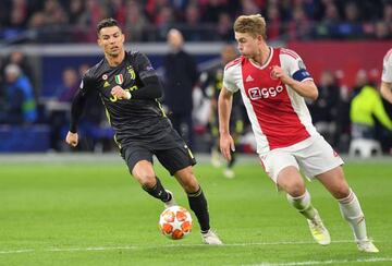 Cristiano Ronaldo chases Ajax's Matthijs de Ligt in last season's Champions League quarter-final.