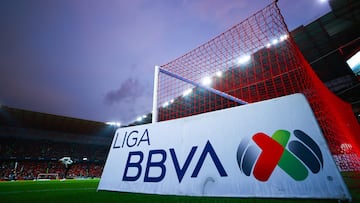 TOLUCA, MEXICO - OCTOBER 27: A detail of a Liga MX sign prior the final first leg match between Toluca and Pachuca as part of the Torneo Apertura 2022 Liga MX at Nemesio Diez Stadium on October 27, 2022 in Toluca, Mexico. (Photo by Manuel Velasquez/Getty Images)