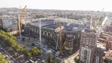 El nuevo Bernabéu coloca las primeras piezas de la cubierta