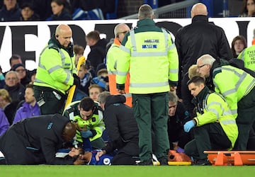 The Everton player severely fractured his ankle after a challenge with Tottenham’s Heung-Min Son, who was left devestated by the incident.