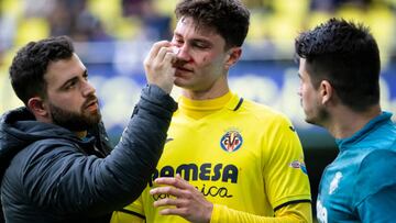 Jorge Cuenca of Villarreal is playing in a La Liga match between Villarreal CF and Girona FC at La Ceramica Stadium on January 22, 2023. (Photo by Jose Miguel Fernandez/NurPhoto via Getty Images)