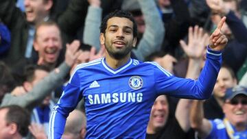 Mohamed Salah celebra un gol con el Chelsea en 2014.