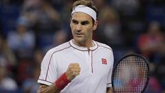 Roger Federer of Switzerland reacts during his men&#039;s singles third round match against David Goffin of Belgium at the Shanghai Masters tennis tournament in Shanghai on October 10, 2019. (Photo by NOEL CELIS / AFP)